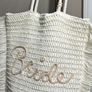 Bridal Cream Crochet Tote Bag